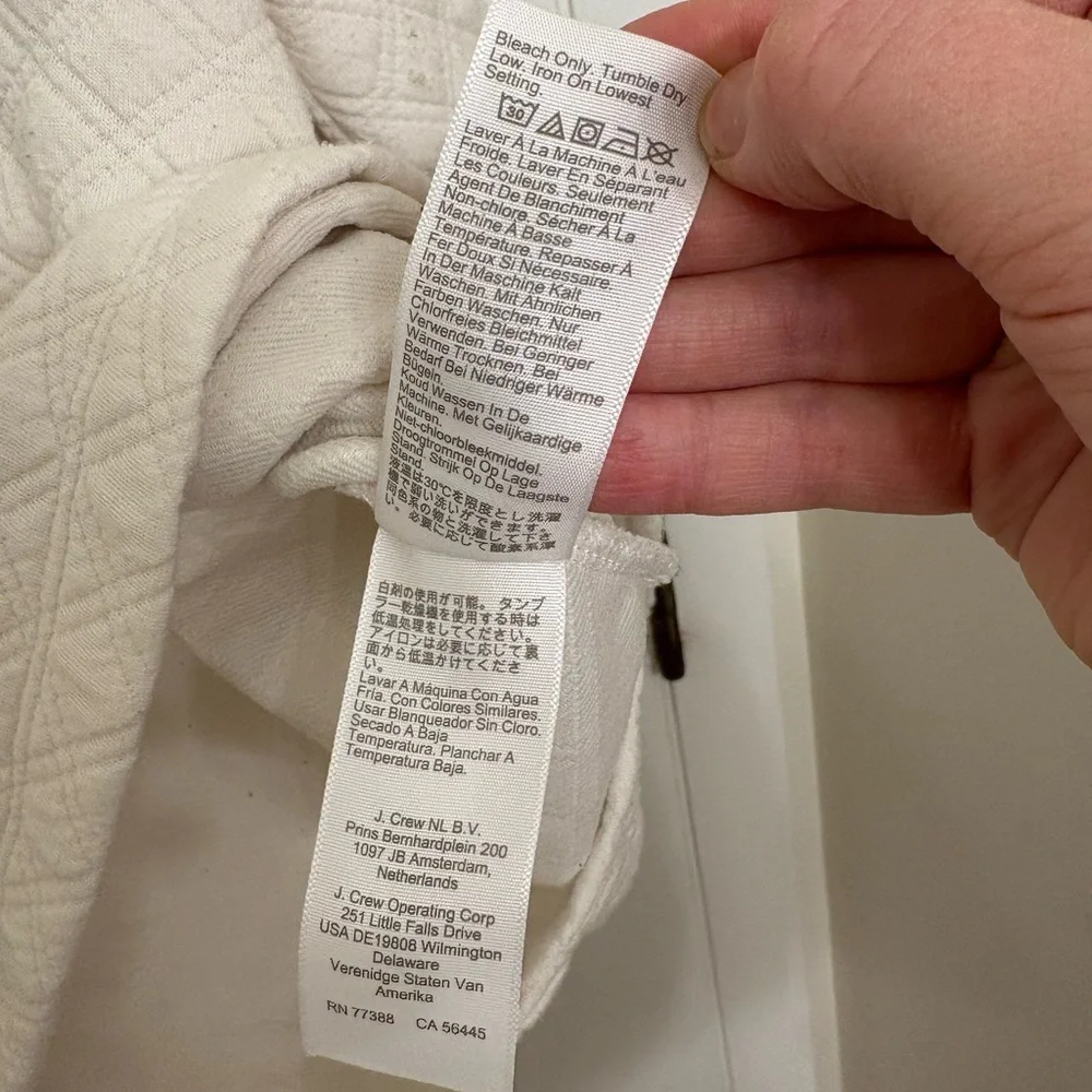 J. Crew Factory Quilted Mockneck Pullover Sweater Ivory XL BL249